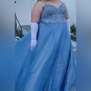 Camille La Vie Plus Size Blue Prom Dress